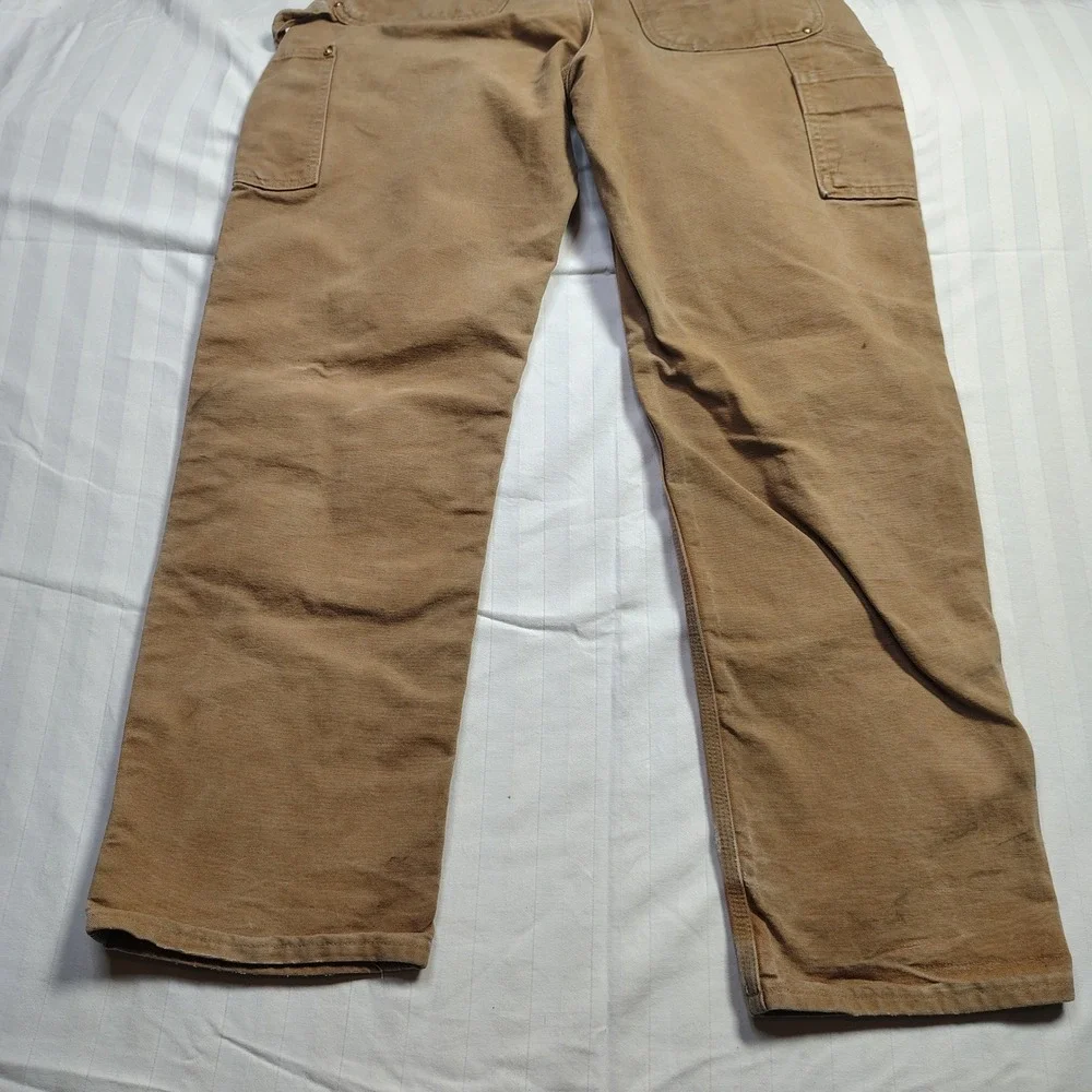 Carhartt B01-BRN Mens 34x32 Brown Duck Canvas Double Knee Work Pants Made in USA